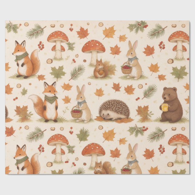 Cute Forest Animals Wrapping Paper (Flat)