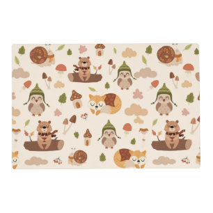 Cute Forest Autumn Animals Reversible Placemat