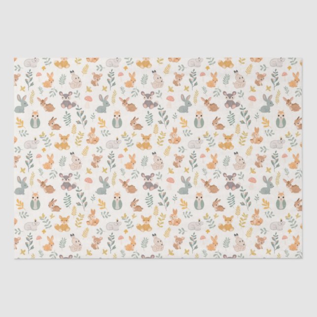 Cute Forest Baby Animals Tissue Paper (Front)