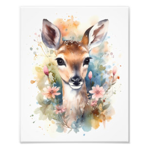 Cute Forest Baby Dear Pints Nursery Art Photo Print