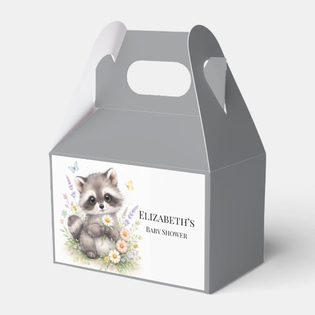 Cute Forest Baby Raccoon Baby Shower Favor Boxes (Front Side)