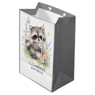 Cute Forest Baby Raccoon Baby Shower Favor Medium Gift Bag