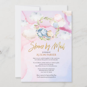 Cute Forest Bear Cloud Sleep Baby Shower By Mail Invitation