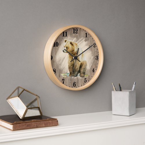 cute forest bear lovers  clock