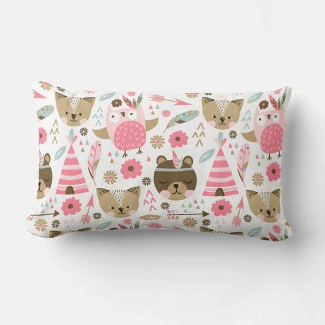 Cute Forest Critters Lumbar Pillow (Front)