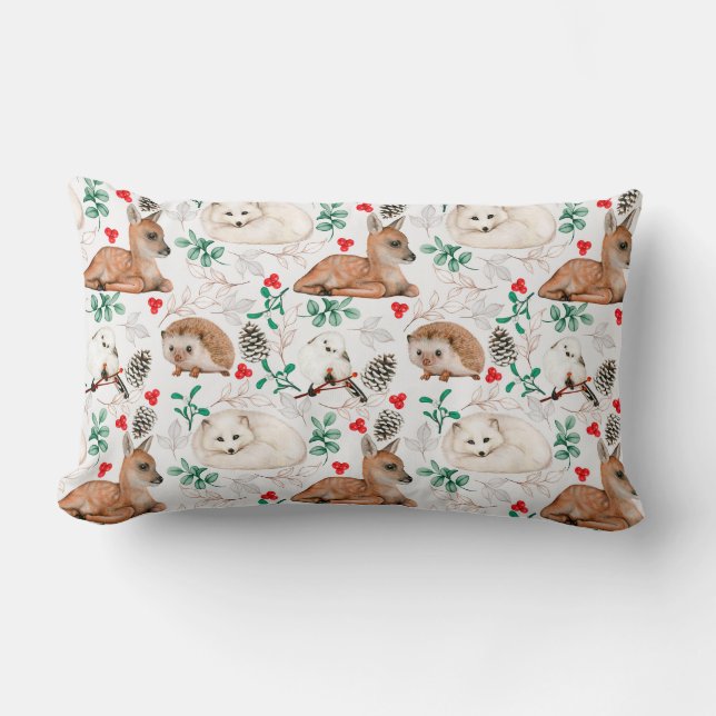 Cute Forest Critters Lumbar Pillow (Front)