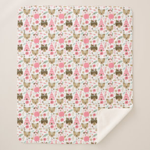 Cute Forest Critters Sherpa Blanket