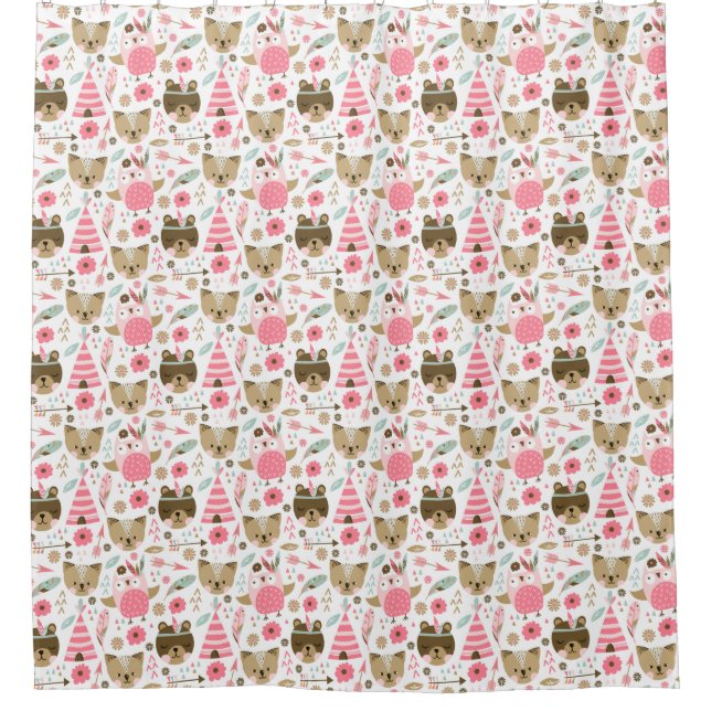 Cute Forest Critters Shower Curtain (Front)