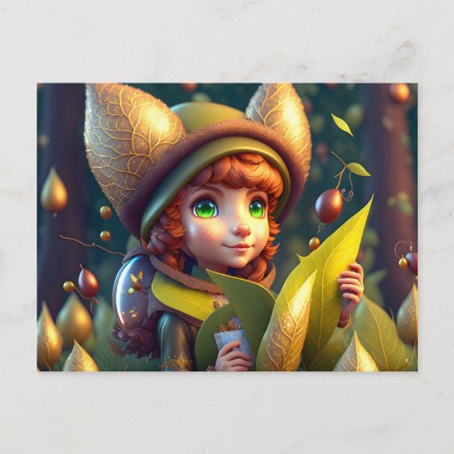 Cute Forest Elf Postcard for Postcrossing