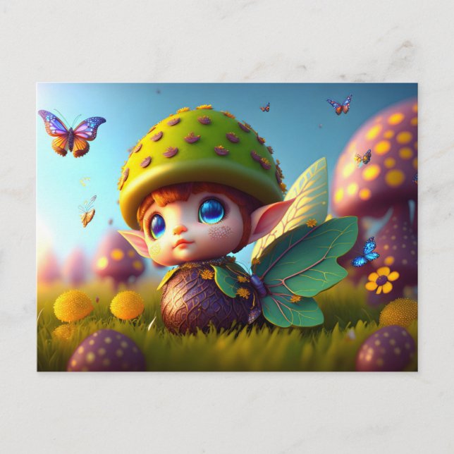 Cute Forest Elf, Postcard for Postcrossing (Front)