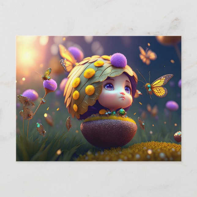 Cute Forest Elf, Postcard for Postcrossing (Front)