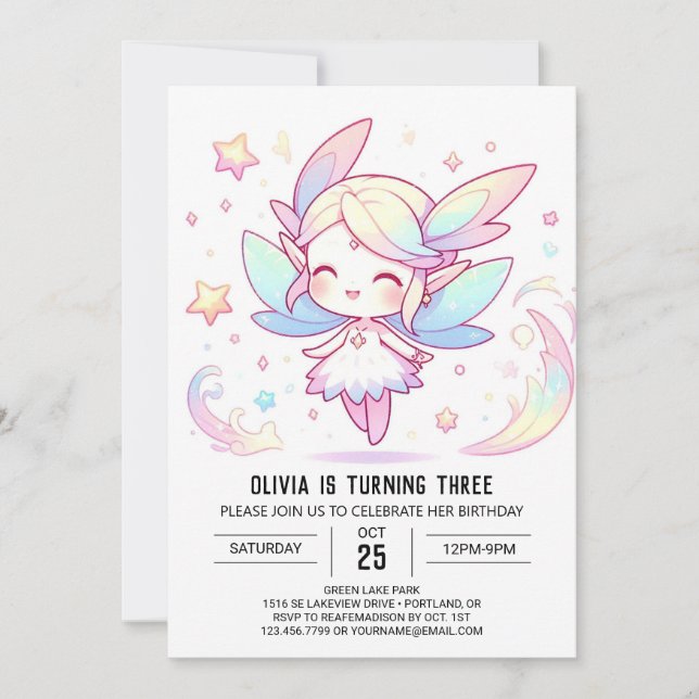 Cute Forest Fairy Birthday Invitation (Front)