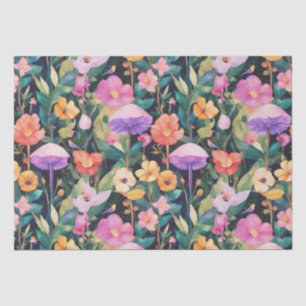 Cute Forest Flower Mushroom Cottagecore Pattern Tissue Paper