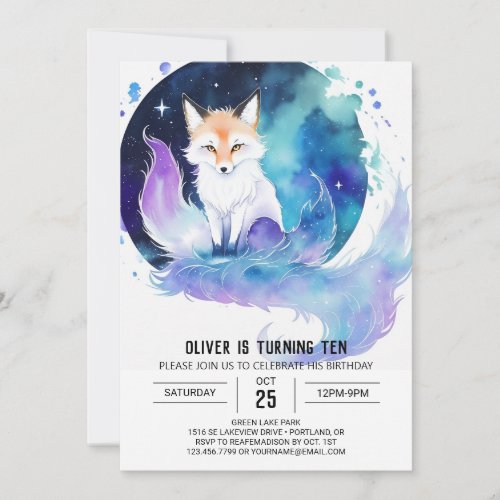 Cute Forest Fox Birthday Invitation