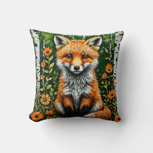 🦊🌲 Cute Forest Fox Cozy Decor Gift ✨ Throw Pillow