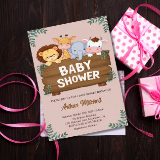 Cute Forest Friends Baby Shower Invitation