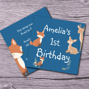 Cute Forest Friends Birthday Invitation 