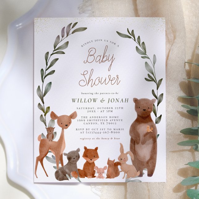 Cute Forest Friends & Greenery Budget Baby Shower (Creator Uploaded)