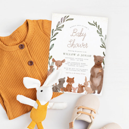 Cute Forest Friends  Greenery Budget Baby Shower