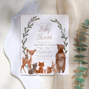 Cute Forest Friends & Greenery Budget Baby Shower