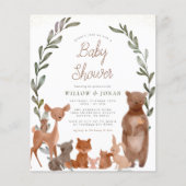 Cute Forest Friends & Greenery Budget Baby Shower (Front)