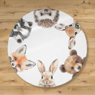 Cute Forest Friends Woodland Animals Nursery Rug