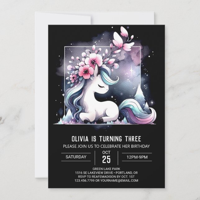 Cute Forest Horse Birthday Invitation (Front)