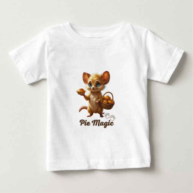 Cute Forest Mouse with Pies Baby T-Shirt (Front)