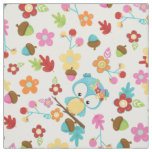Cute Forest Owl Flowers &amp; leaves Kawaii Girls Fabric