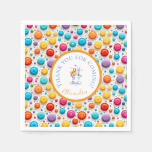 Cute Forest Rabbits Twisting Colorful Polka Dot N Napkins