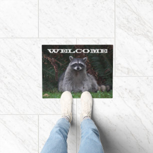 Cute Forest Raccoon Photo Welcome Doormat