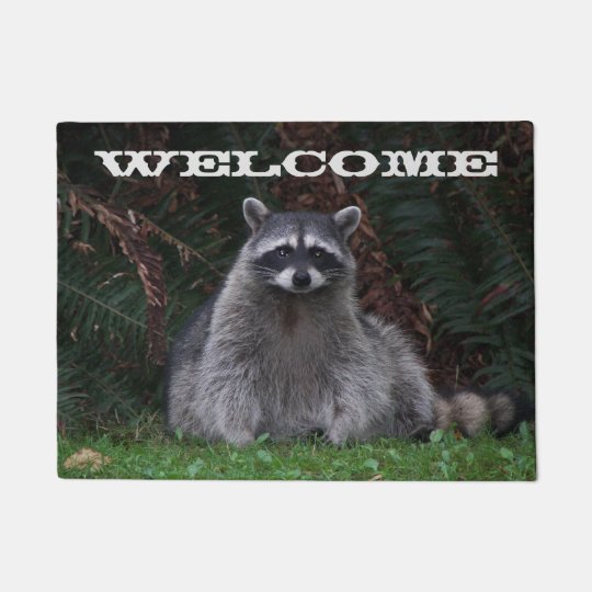 Cute Forest Raccoon Photo Welcome Doormat 