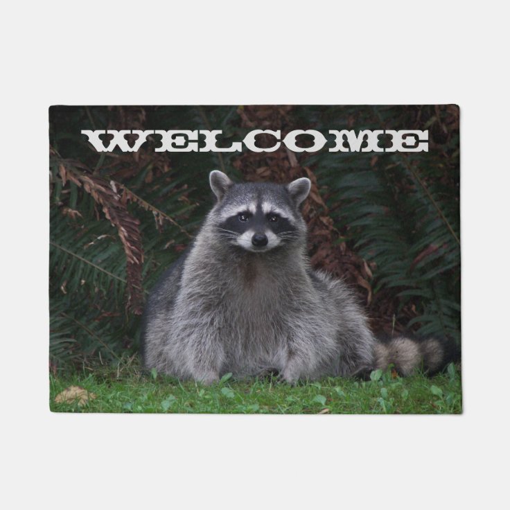 Cute Forest Raccoon Photo Welcome Doormat | Zazzle