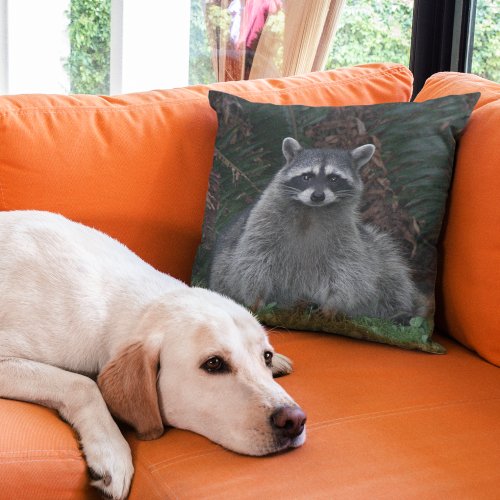 Cute Forest Raccoon Wildlife Photo Throw Pillow