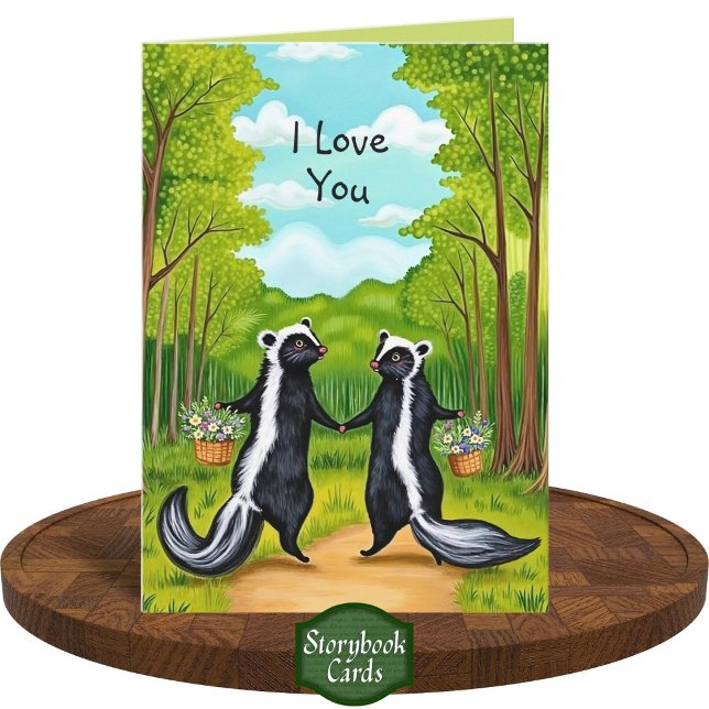 Cute Forest Skunk Couple Wildflowers I Love You Card (Creator Uploaded)