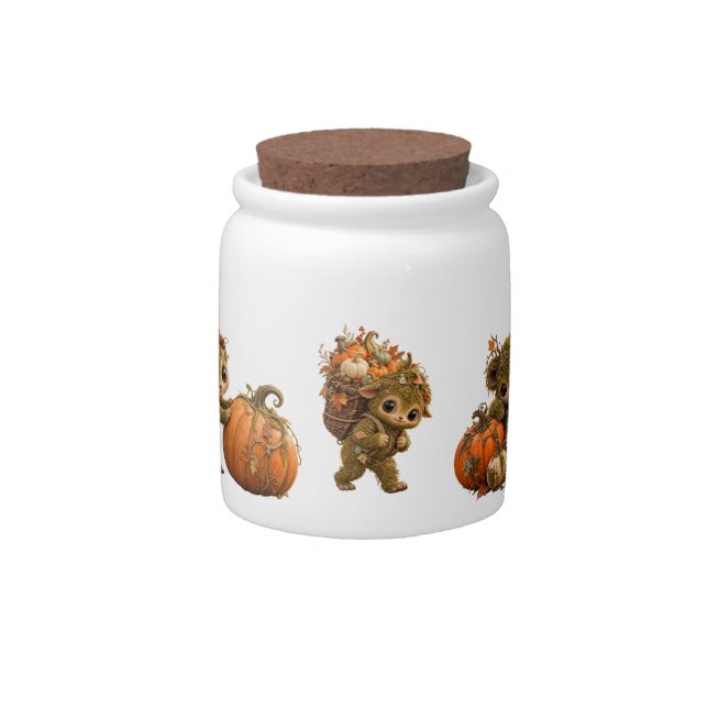 Cute Forest Sprite Pumpkin Candy Jar (Front)