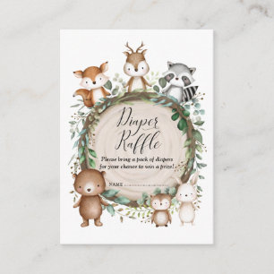 Cute Forest Woodland Animal Greenery Diaper Raffle Enclosure Card