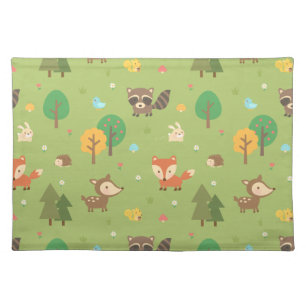 Cute Forest Woodland Animal Pattern For Kids Placemat