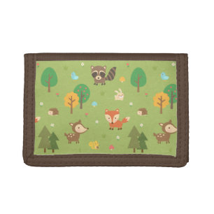 Cute Forest Woodland Animal Pattern For Kids Tri-fold Wallet