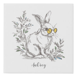 Cute Forest Woodland Animal Personalized Faux Canvas Print