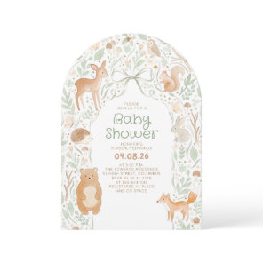 Cute Forest Woodland Animals Baby Shower Arch Invitation