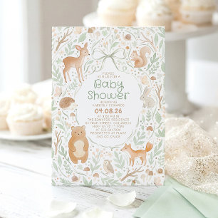 Cute Forest Woodland Animals Baby Shower Invitation