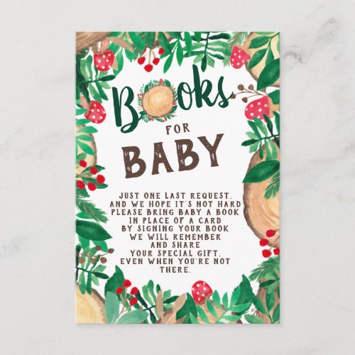 Cute forest woodland books for baby enclosure card