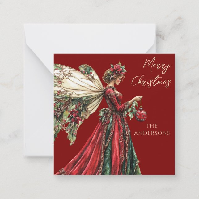 Cute Forestcore Holiday Fairy Holiday  Note Card (Front)