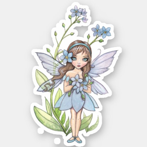 Cute Forget_me_Not Fairy Illustration Sticker