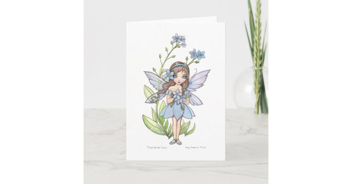 Cute Forget Me Not Flower Fairy Card | Zazzle