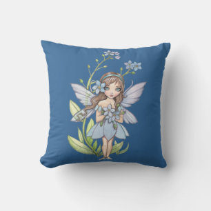 Cute Forget Me Not Flower Fairy Pillow