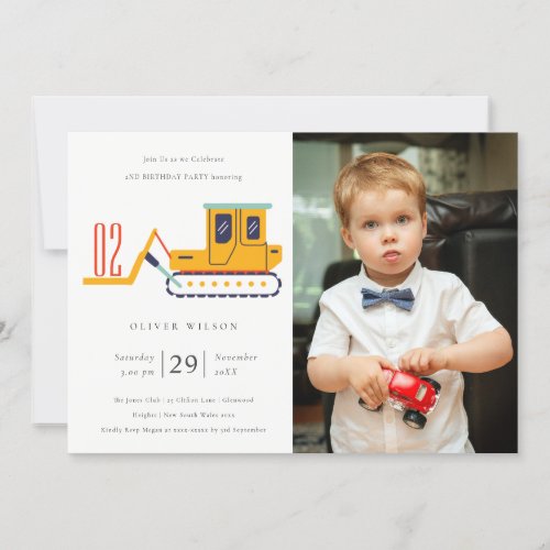 Cute Fork Lift Vehicle Photo Birthday Invite