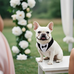 Cute Formal Black White Tuxedo Bowtie Pet Wedding Pet Bandana Collar