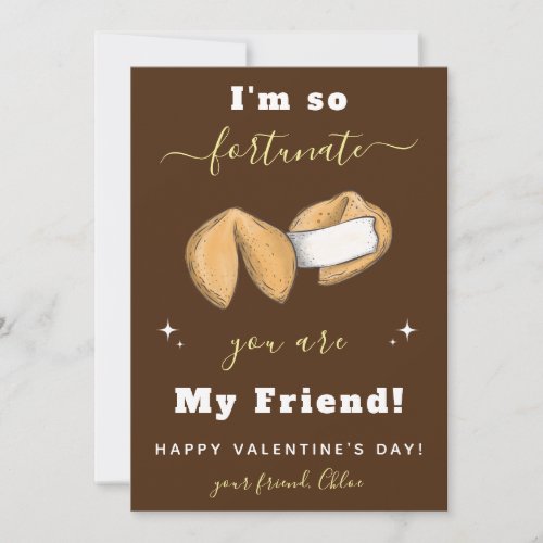 Cute Fortune Cookies Friend Valentines Day Brown Holiday Card